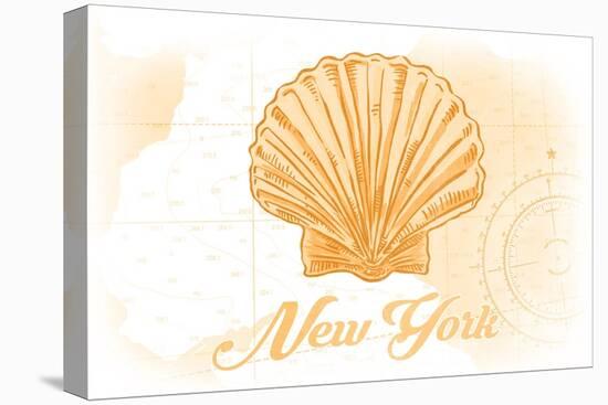 New York - Scallop Shell - Yellow - Coastal Icon-Lantern Press-Stretched Canvas