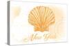 New York - Scallop Shell - Yellow - Coastal Icon-Lantern Press-Stretched Canvas