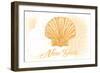 New York - Scallop Shell - Yellow - Coastal Icon-Lantern Press-Framed Art Print