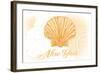 New York - Scallop Shell - Yellow - Coastal Icon-Lantern Press-Framed Art Print