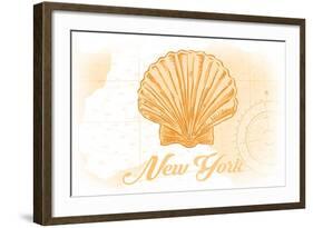 New York - Scallop Shell - Yellow - Coastal Icon-Lantern Press-Framed Art Print