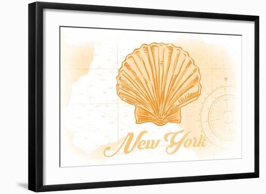 New York - Scallop Shell - Yellow - Coastal Icon-Lantern Press-Framed Art Print