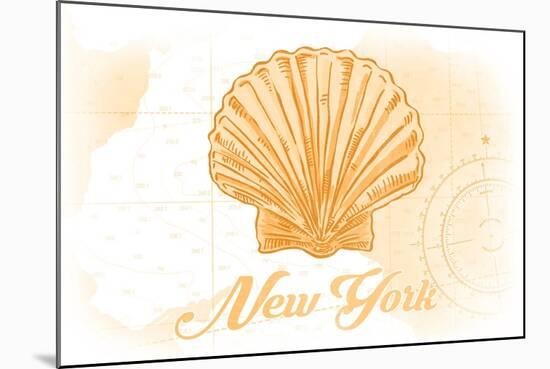 New York - Scallop Shell - Yellow - Coastal Icon-Lantern Press-Mounted Art Print