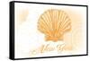 New York - Scallop Shell - Yellow - Coastal Icon-Lantern Press-Framed Stretched Canvas