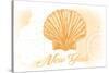 New York - Scallop Shell - Yellow - Coastal Icon-Lantern Press-Stretched Canvas