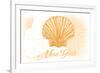 New York - Scallop Shell - Yellow - Coastal Icon-Lantern Press-Framed Art Print