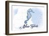 New York - Seahorse - Blue - Coastal Icon-Lantern Press-Framed Art Print