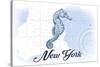 New York - Seahorse - Blue - Coastal Icon-Lantern Press-Stretched Canvas