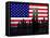 New York Silhouette against the Background of the American Flag-STori-Framed Stretched Canvas