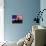 New York Silhouette against the Background of the American Flag-STori-Stretched Canvas displayed on a wall