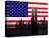 New York Silhouette against the Background of the American Flag-STori-Stretched Canvas