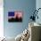 New York Silhouette against the Background of the American Flag-STori-Stretched Canvas displayed on a wall