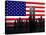 New York Silhouette against the Background of the American Flag-STori-Stretched Canvas