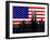 New York Silhouette against the Background of the American Flag-STori-Framed Photographic Print