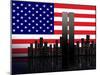 New York Silhouette against the Background of the American Flag-STori-Mounted Photographic Print