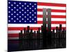 New York Silhouette against the Background of the American Flag-STori-Mounted Photographic Print