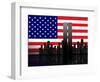 New York Silhouette against the Background of the American Flag-STori-Framed Photographic Print