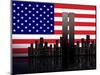 New York Silhouette against the Background of the American Flag-STori-Mounted Photographic Print