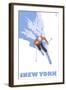 New York, Skier Stylized-Lantern Press-Framed Art Print