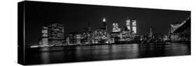 New York Skyline at Night Dominated by the Twin Towers of the World Trade Centre, August 1981-null-Stretched Canvas