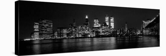 New York Skyline at Night Dominated by the Twin Towers of the World Trade Centre, August 1981-null-Stretched Canvas