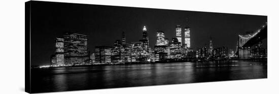 New York Skyline at Night Dominated by the Twin Towers of the World Trade Centre, August 1981-null-Stretched Canvas