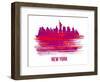 New York Skyline Brush Stroke - Red-NaxArt-Framed Art Print