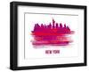 New York Skyline Brush Stroke - Red-NaxArt-Framed Art Print