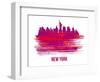 New York Skyline Brush Stroke - Red-NaxArt-Framed Art Print