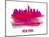 New York Skyline Brush Stroke - Red-NaxArt-Mounted Art Print