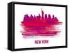 New York Skyline Brush Stroke - Red-NaxArt-Framed Stretched Canvas