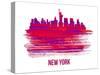 New York Skyline Brush Stroke - Red-NaxArt-Stretched Canvas