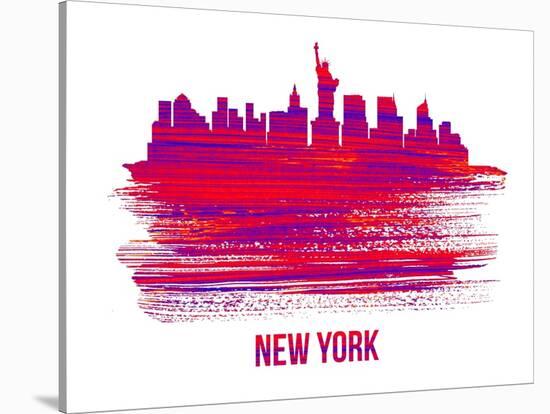 New York Skyline Brush Stroke - Red-NaxArt-Stretched Canvas