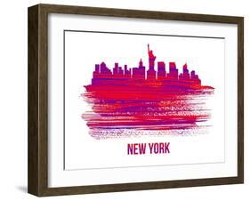 New York Skyline Brush Stroke - Red-NaxArt-Framed Art Print