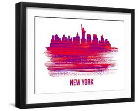 New York Skyline Brush Stroke - Red-NaxArt-Framed Art Print