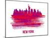 New York Skyline Brush Stroke - Red-NaxArt-Mounted Art Print