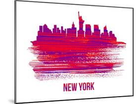 New York Skyline Brush Stroke - Red-NaxArt-Mounted Art Print