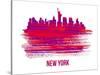 New York Skyline Brush Stroke - Red-NaxArt-Stretched Canvas