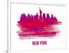 New York Skyline Brush Stroke - Red-NaxArt-Framed Art Print