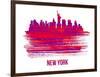 New York Skyline Brush Stroke - Red-NaxArt-Framed Art Print