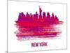 New York Skyline Brush Stroke - Red-NaxArt-Mounted Art Print