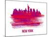 New York Skyline Brush Stroke - Red-NaxArt-Mounted Art Print