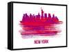 New York Skyline Brush Stroke - Red-NaxArt-Framed Stretched Canvas