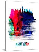 New York Skyline Brush Stroke - Watercolor-NaxArt-Stretched Canvas