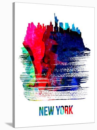 New York Skyline Brush Stroke - Watercolor-NaxArt-Stretched Canvas