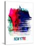 New York Skyline Brush Stroke - Watercolor-NaxArt-Stretched Canvas