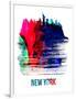 New York Skyline Brush Stroke - Watercolor-NaxArt-Framed Art Print