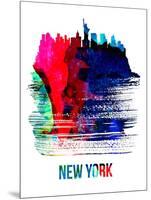 New York Skyline Brush Stroke - Watercolor-NaxArt-Mounted Art Print