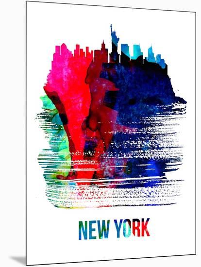 New York Skyline Brush Stroke - Watercolor-NaxArt-Mounted Art Print