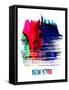 New York Skyline Brush Stroke - Watercolor-NaxArt-Framed Stretched Canvas